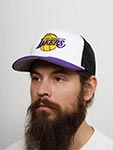 Бейсболка MITCHELL NESS арт. HT8363-LALWHIT Los Angeles Lakers NBA (белый / фиолетовый)